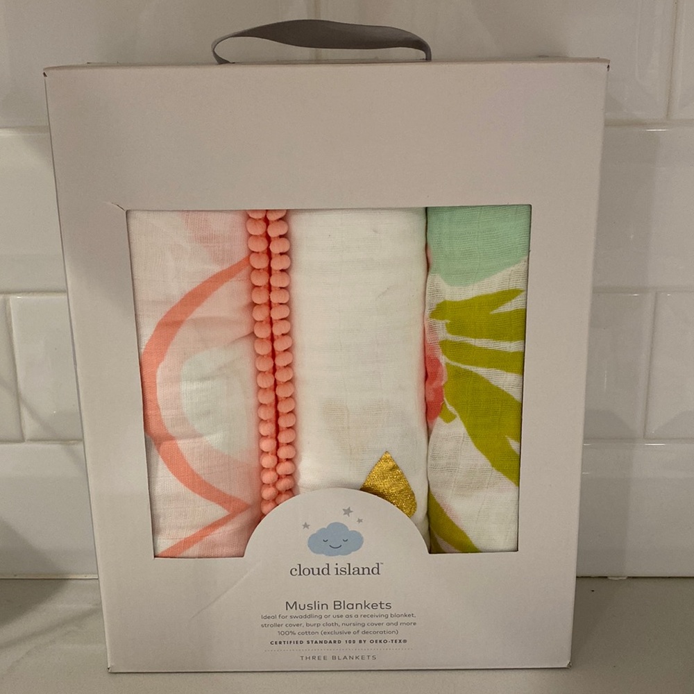 NWT Cloud Island Muslin Swaddle Blankets
